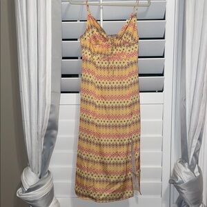 Urban Outfitters- Patterned Yellow and Pink Women's Dress - M